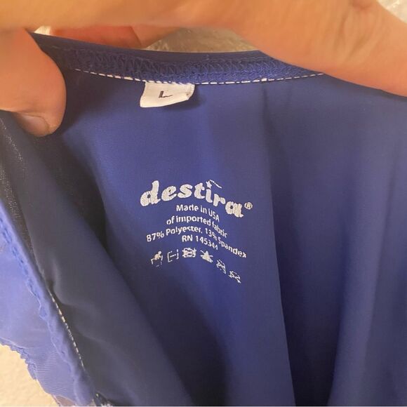 Destira elite gymnastics tank blue sleeveless animal print leotard large child L - Picture 2 of 7